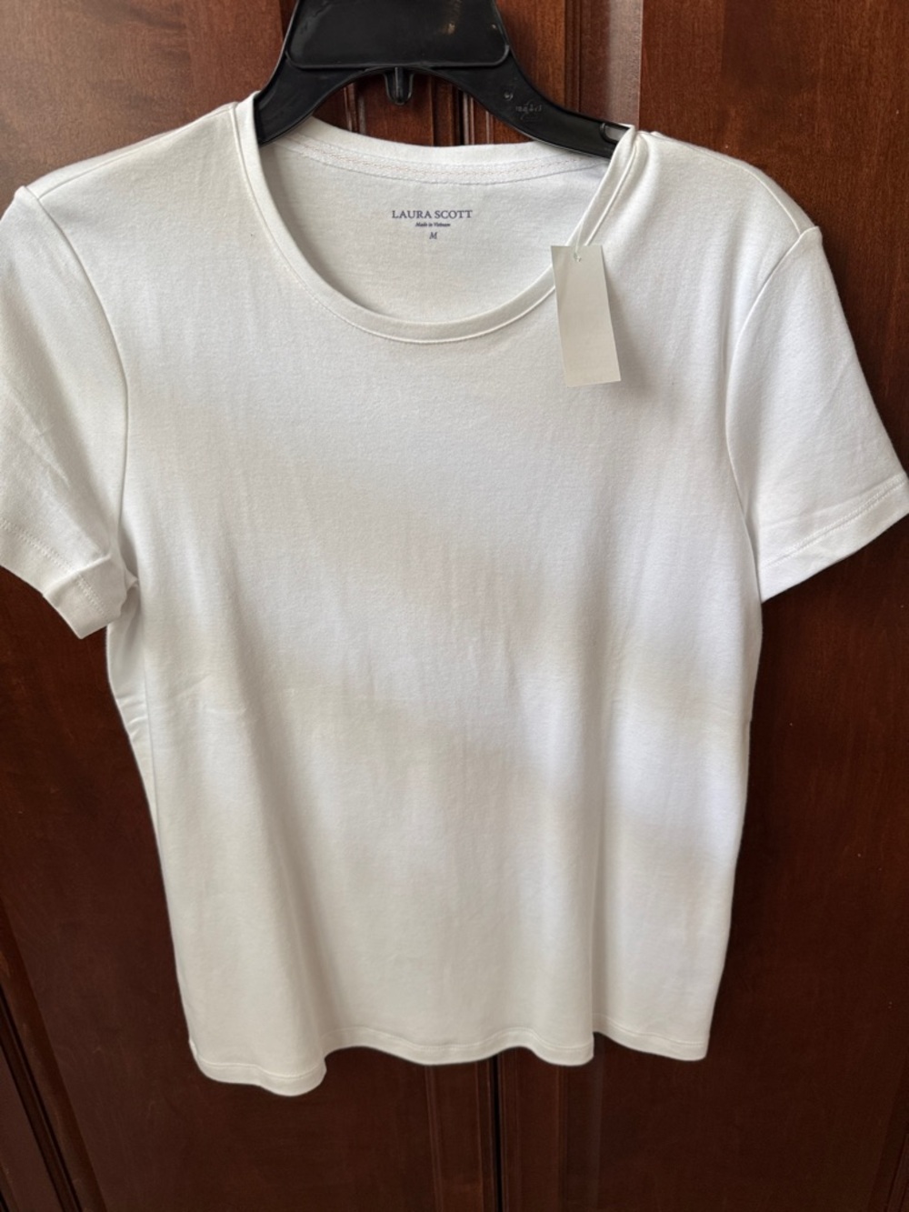 Laura Scott NWT White Short-Sleeve Crewneck Tee MEDIUM